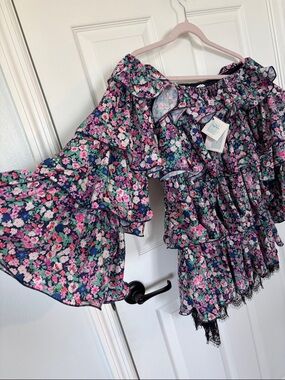 Floral Off-Shoulder Tiered Ruffle Mini Dress